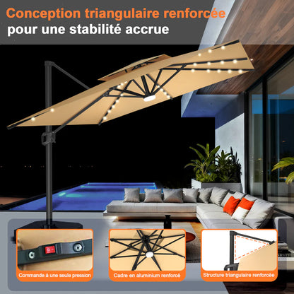 Parasoléa® - Parasol solaire orientable à Led