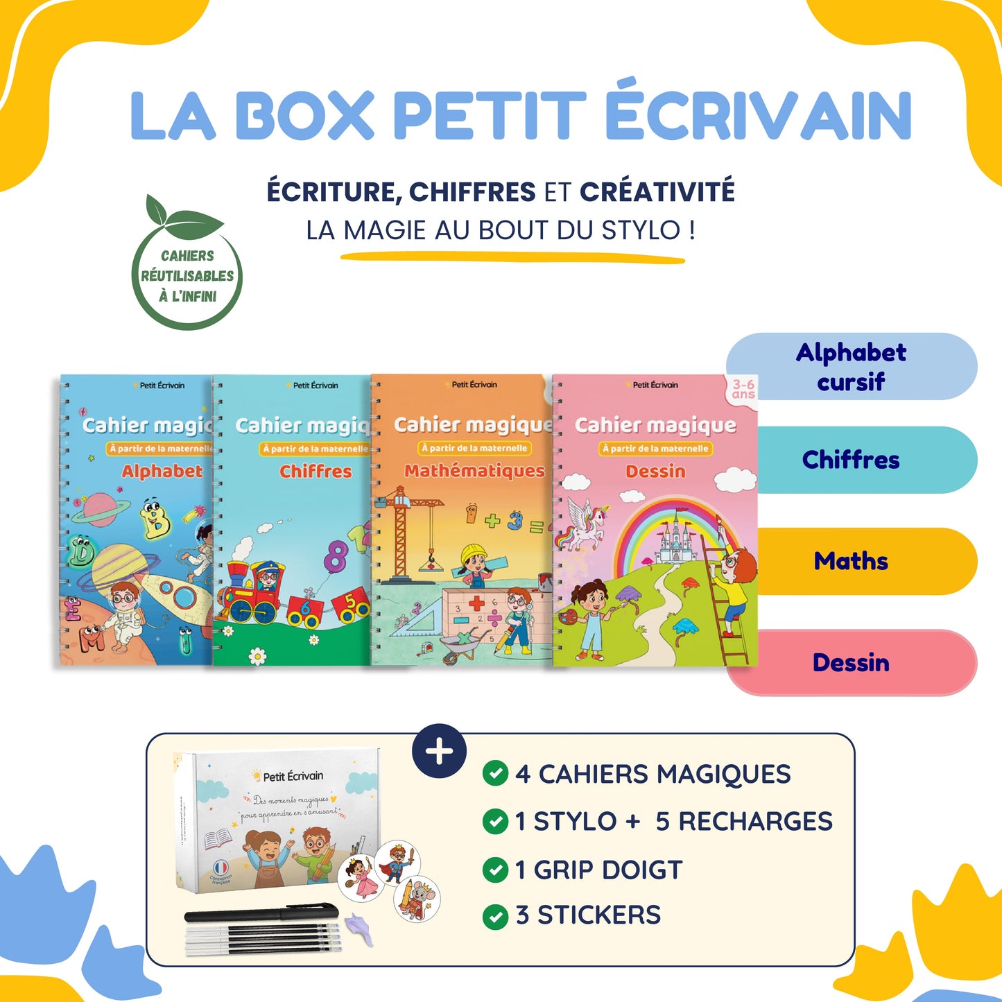 4 Cahiers Enchantés® - Box Petit Écrivain
