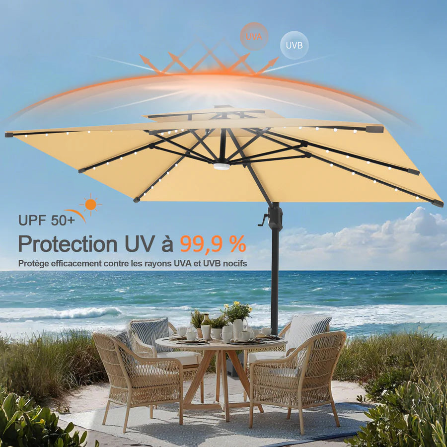 Parasoléa® - Parasol solaire orientable à Led