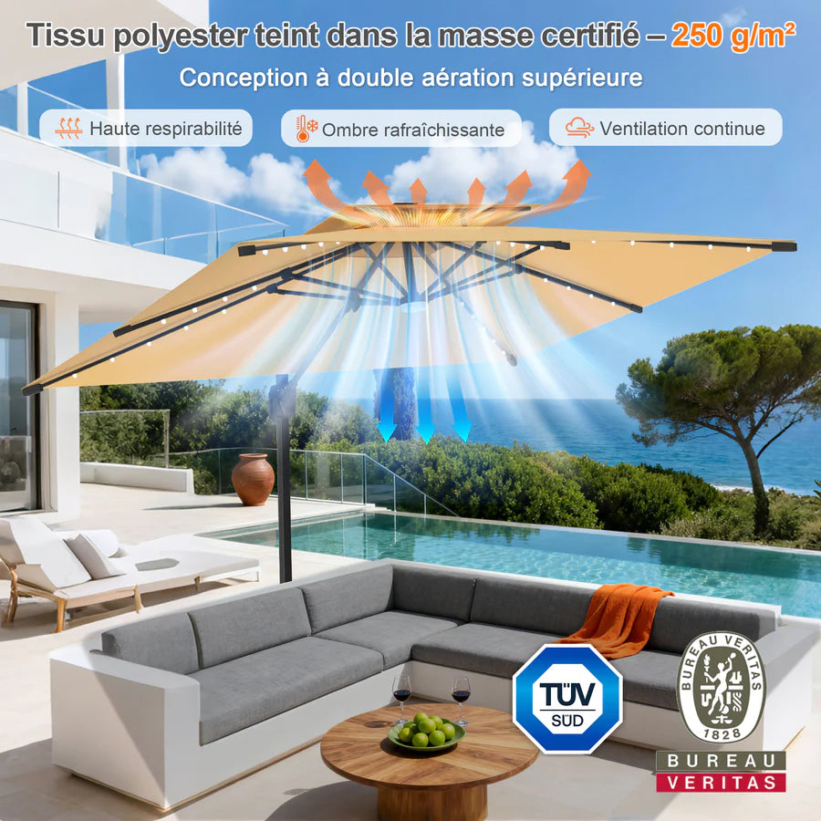 Parasoléa® - Parasol solaire orientable à Led