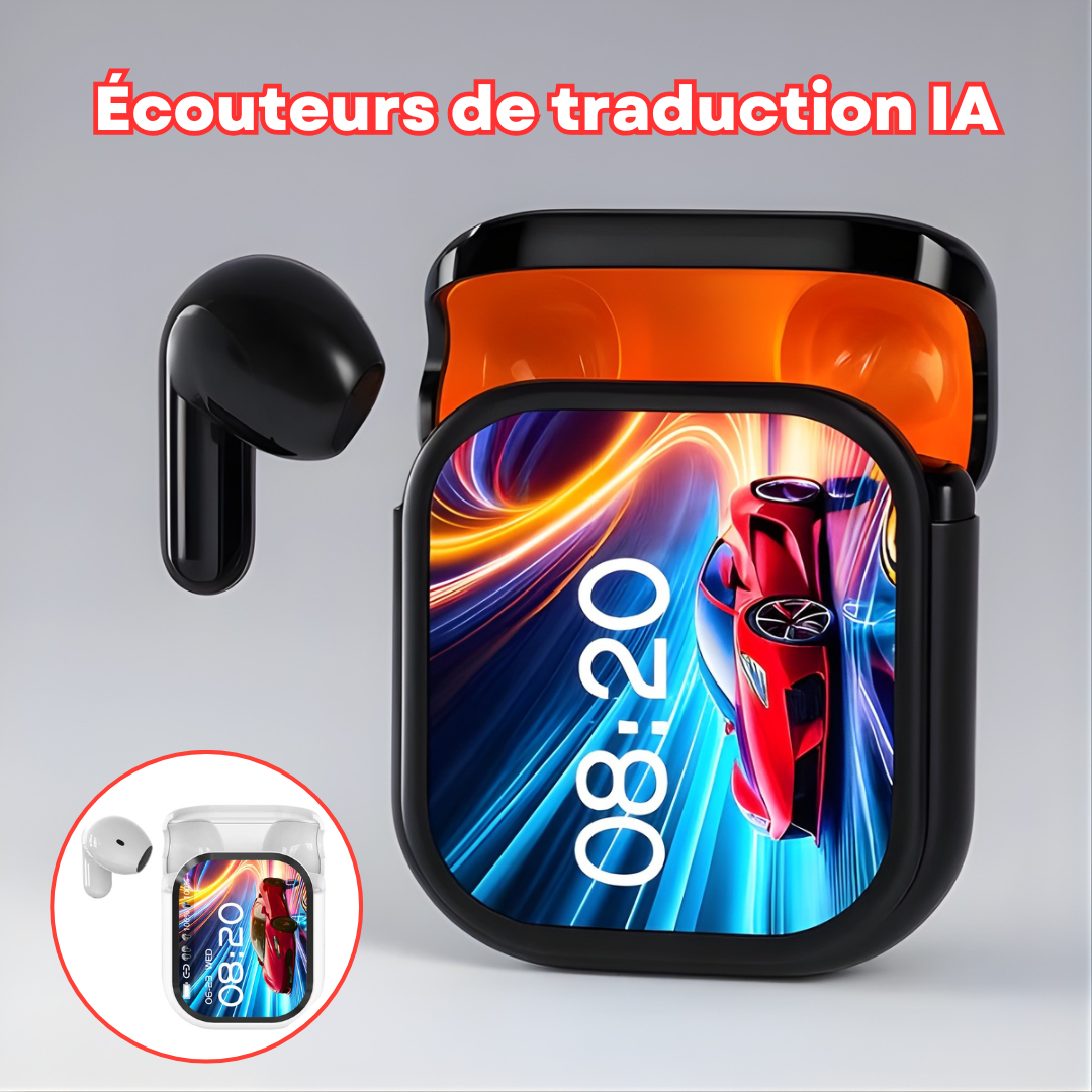 Tradéo® - Écouteurs de Traduction avec Écran Couleur et Réduction de Bruit