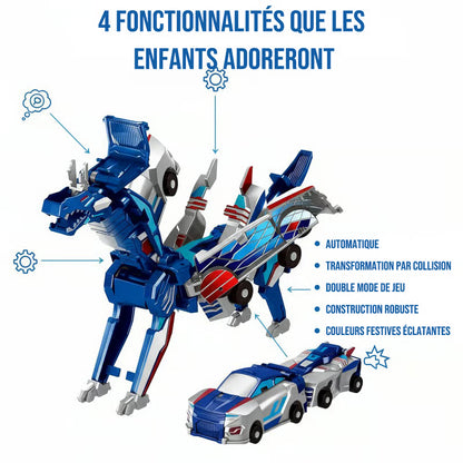 TurboRex® - 2 Voitures Magnétiques qui se Transforment en Dinosaure