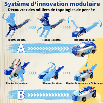 TurboRex® - 2 Voitures Magnétiques qui se Transforment en Dinosaure